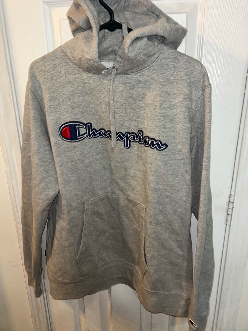 Champion Gray Hoodie with Embroidered Logo
